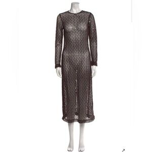 Walter Baker Black Crochet Long Sleeve Maxi Dress